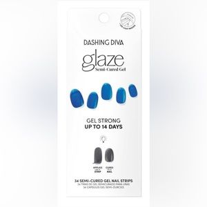 Blue semi-cured gel nails Dashing Diva Glaze